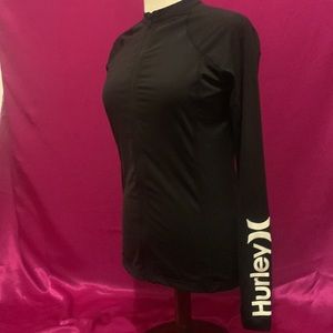 Hurley size small long sleeve spandex zip up top like new condition